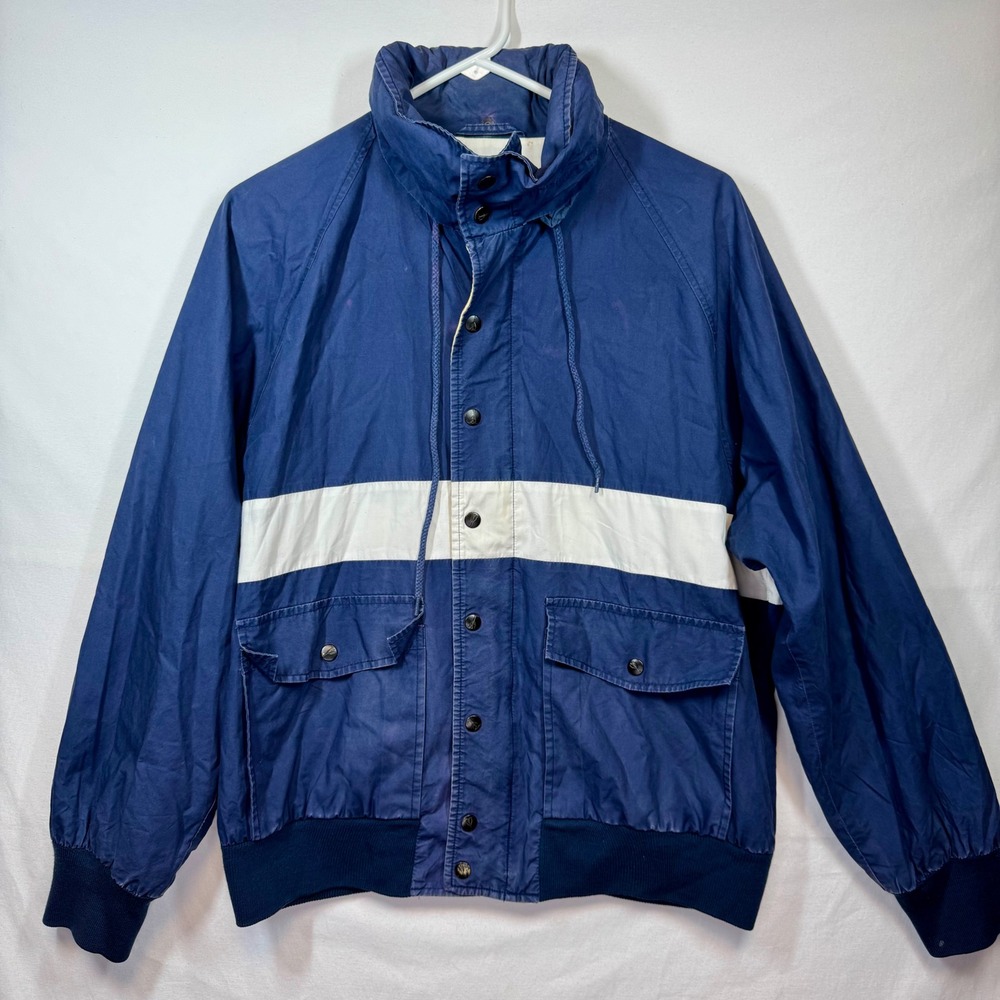 Vintage Nautica Lightweight Jacket Full Zip Button Up Striped Mens Sz Medium